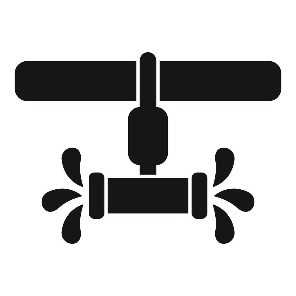 Water pipe leaking with valve and pressure gauge icon vector
