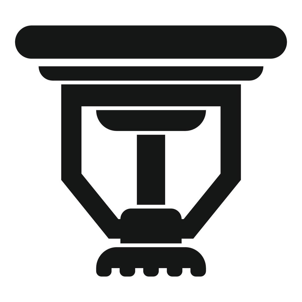 Simple icon of a fire sprinkler in black and white vector