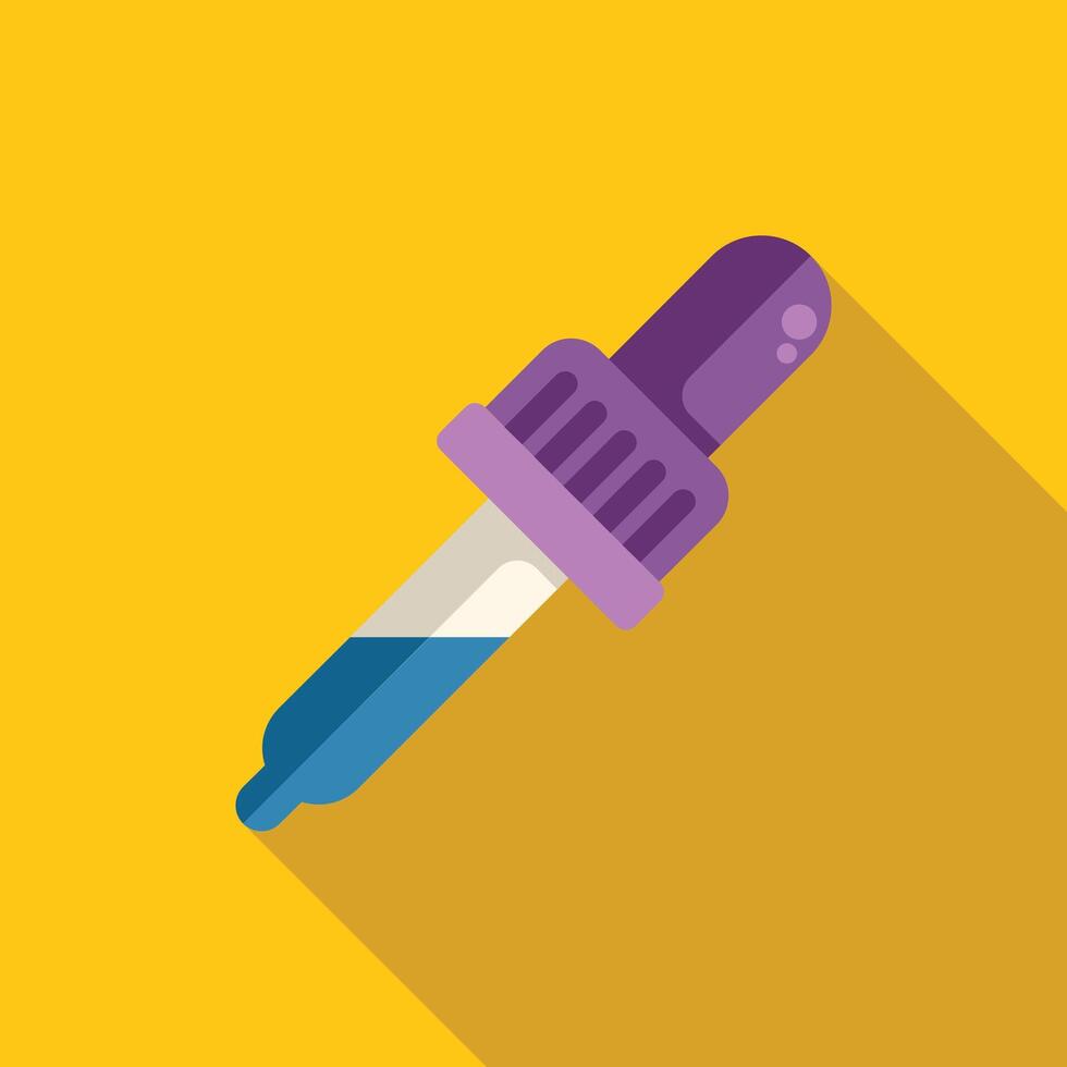 Chemical pipette dropper filled with blue liquid icon vector