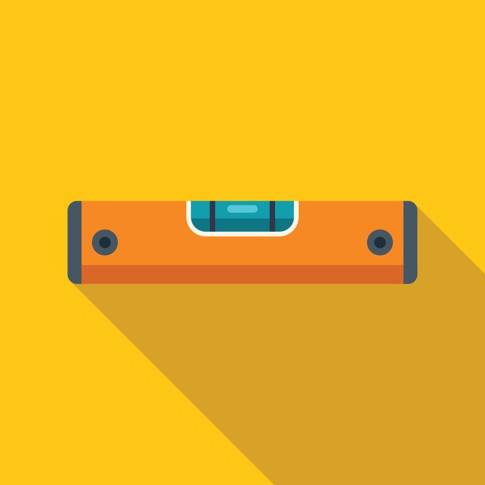Spirit level tool lying on yellow background for determining horizontal plane vector