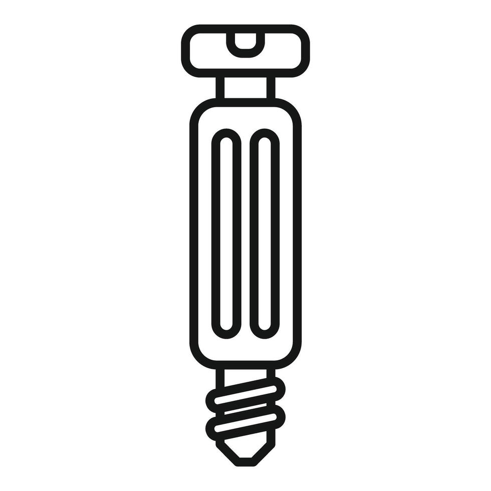 Screw being screwed with screwdriver icon, repair tool outline vector