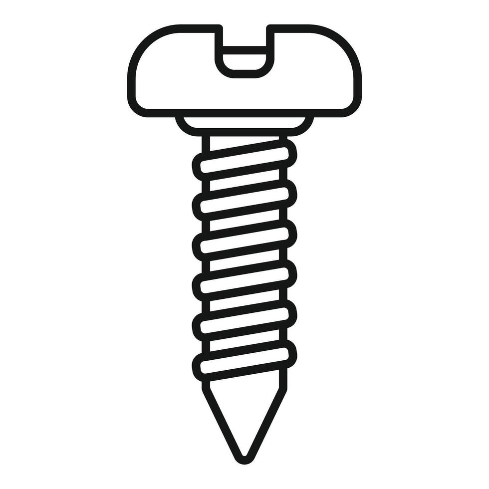 Metal screw fastener holding tightly assembling two objects vector