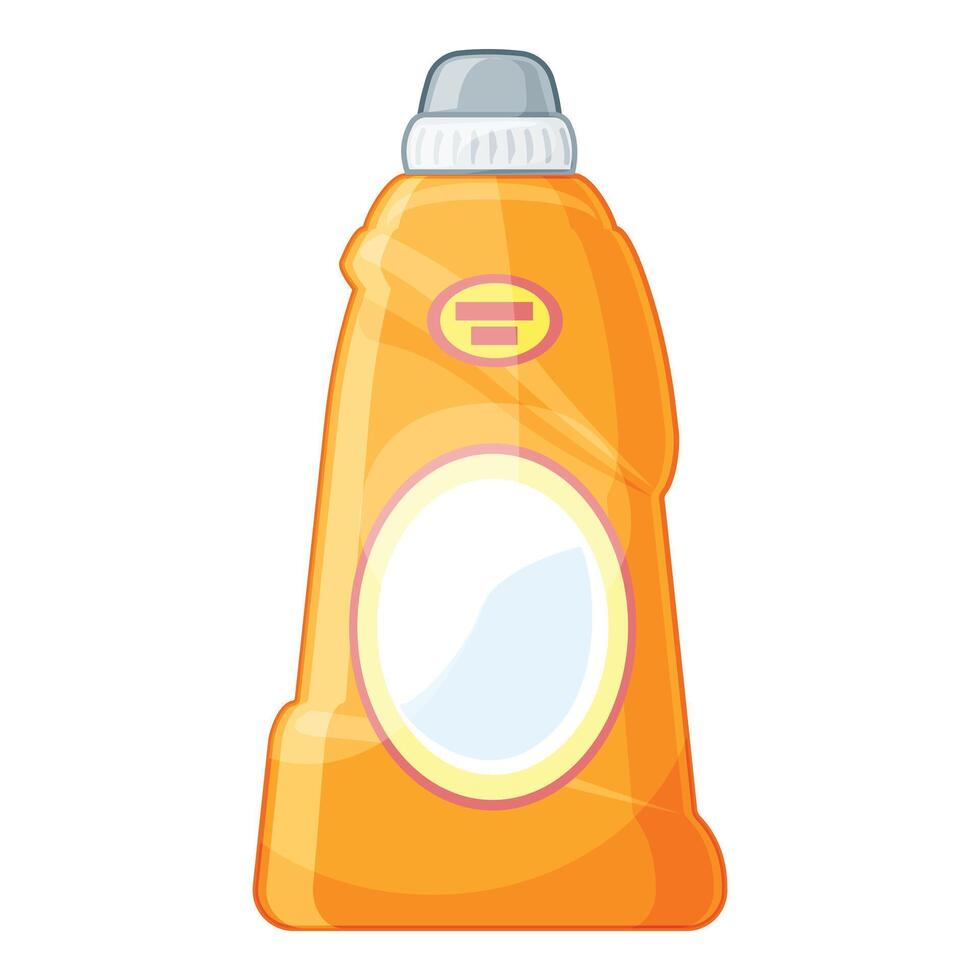 Orange plastic detergent bottle standing up with blank label vector