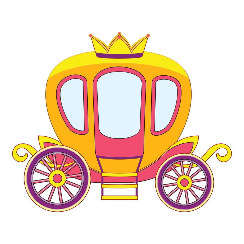 Golden pumpkin carriage with crown for princess fairytale vector