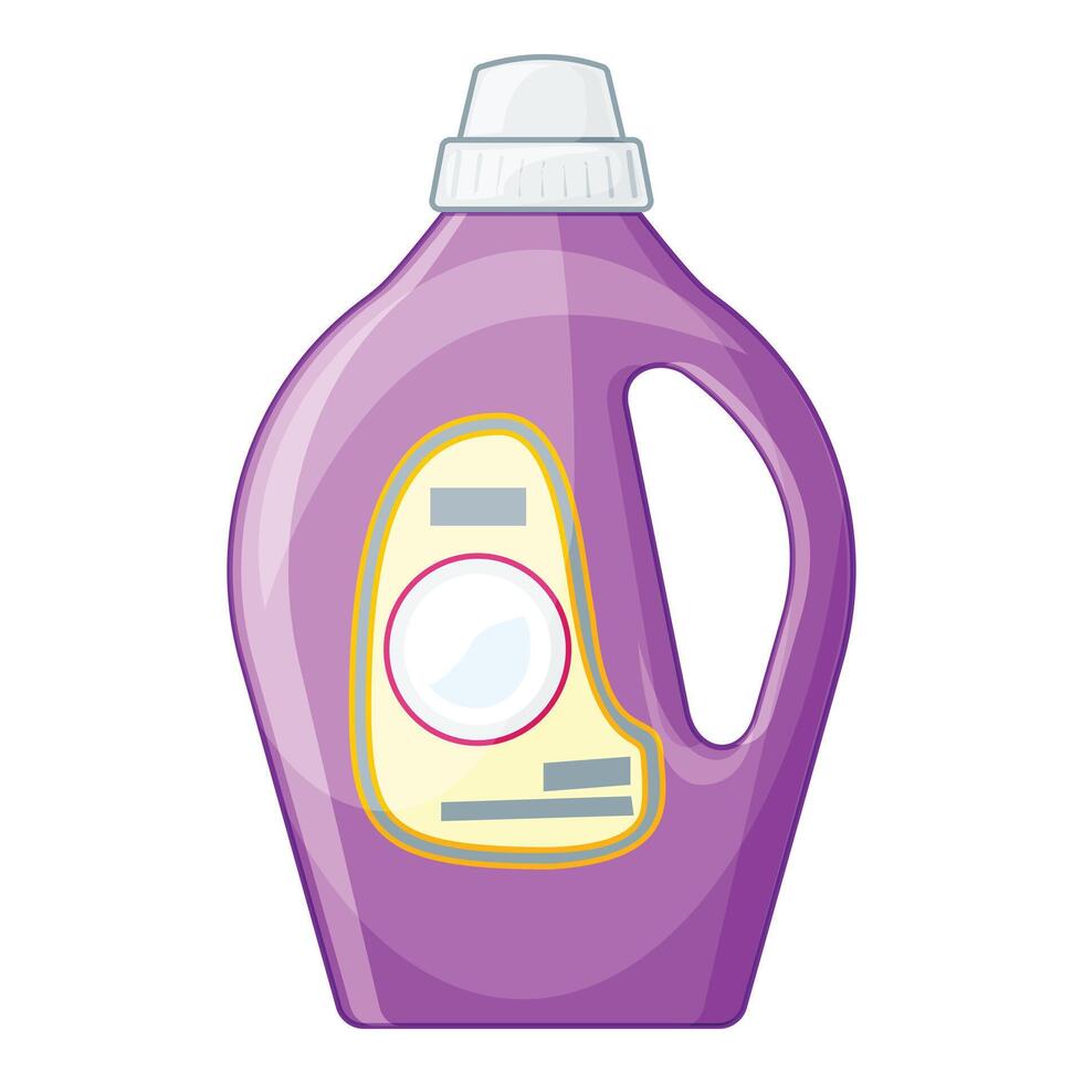 Big purple detergent or fabric softener plastic bottle with handle and blank label standing up vector