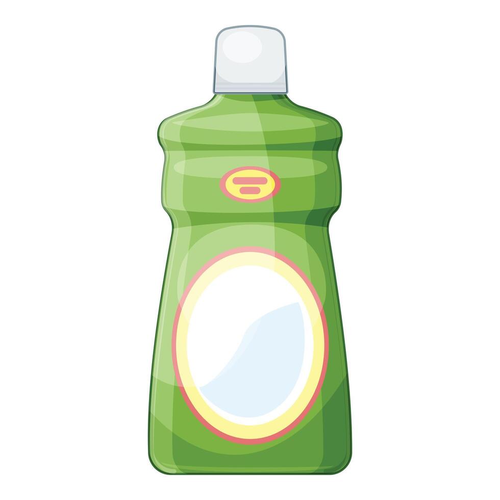 Green plastic bottle with blank label for containing liquid detergent vector