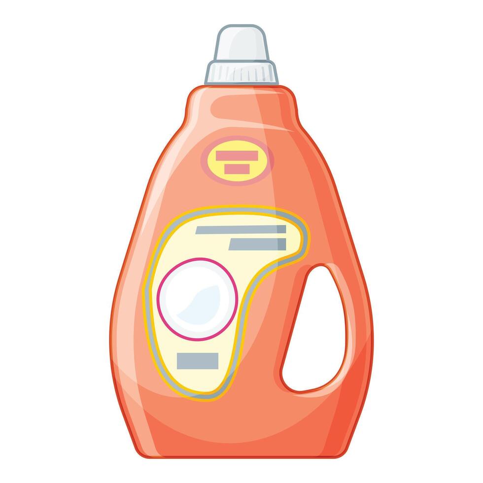 Orange plastic detergent bottle standing on white background vector