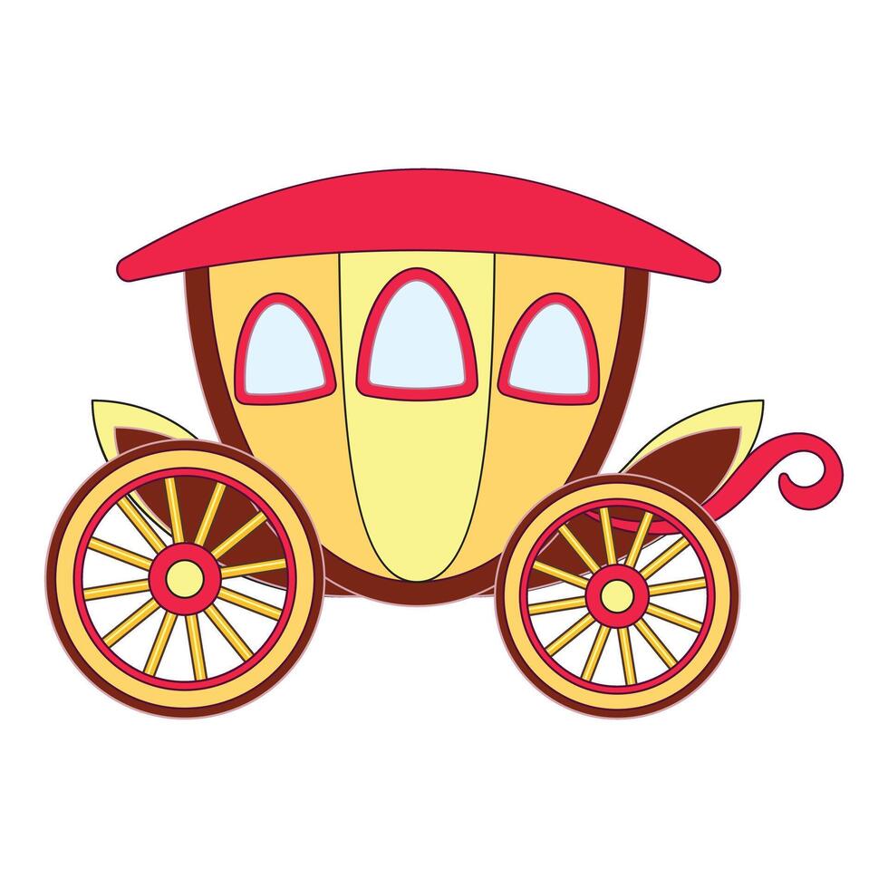 Yellow cartoon carriage waiting for the prince and princess vector