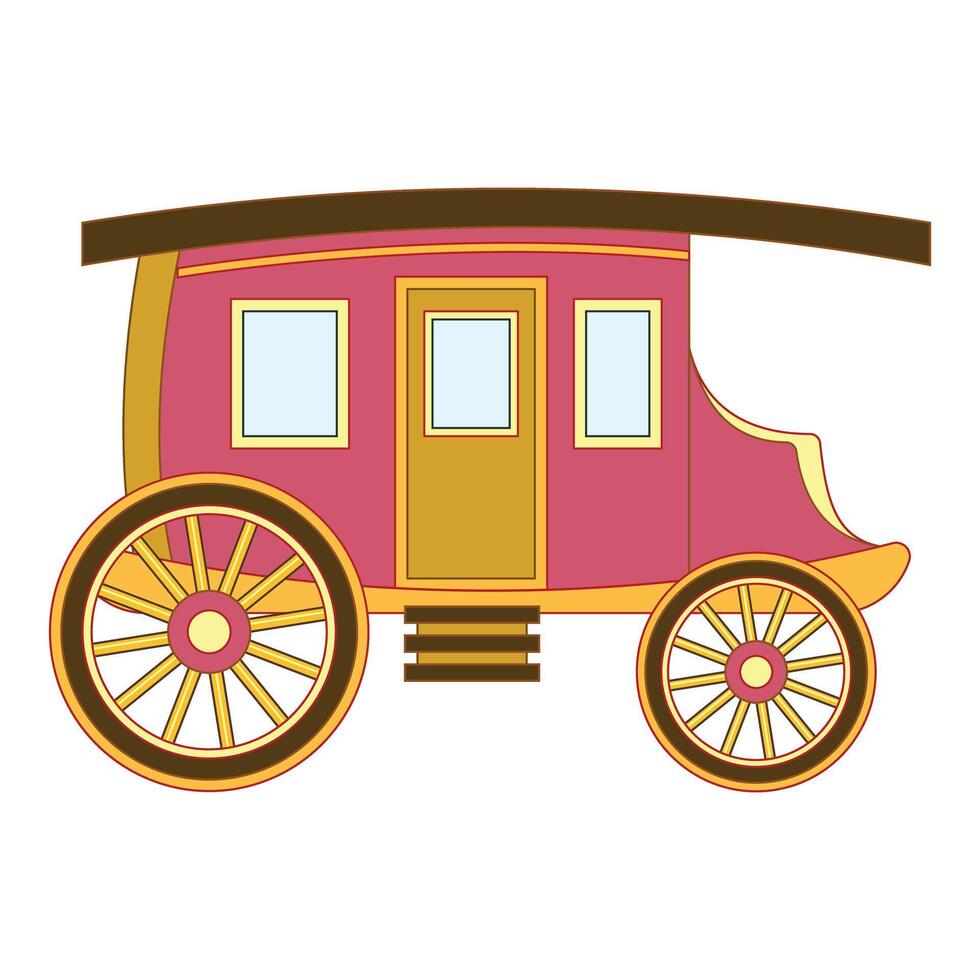 Old fashioned stagecoach standing still on white background vector