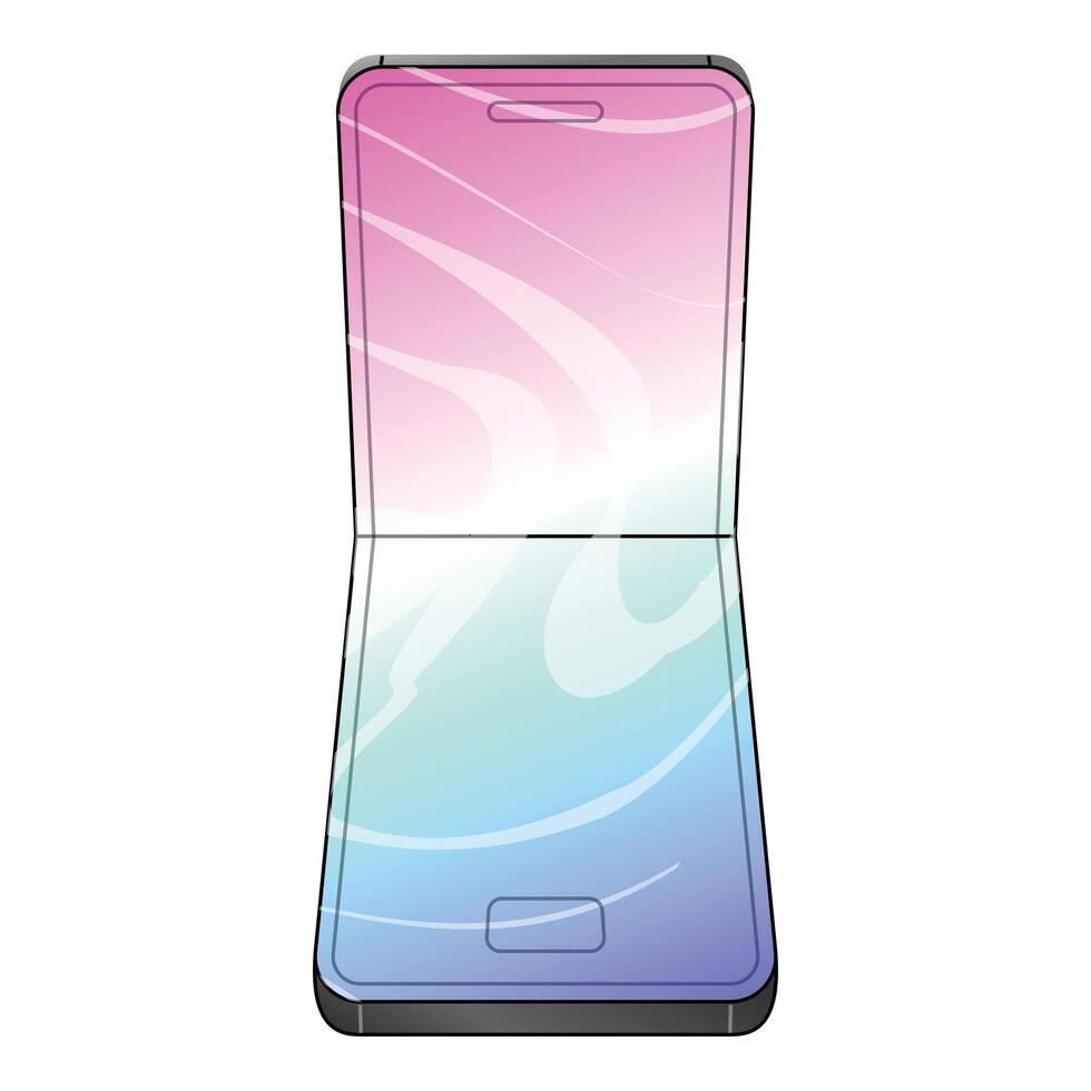 Modern smartphone folding in half showing blank screens vector