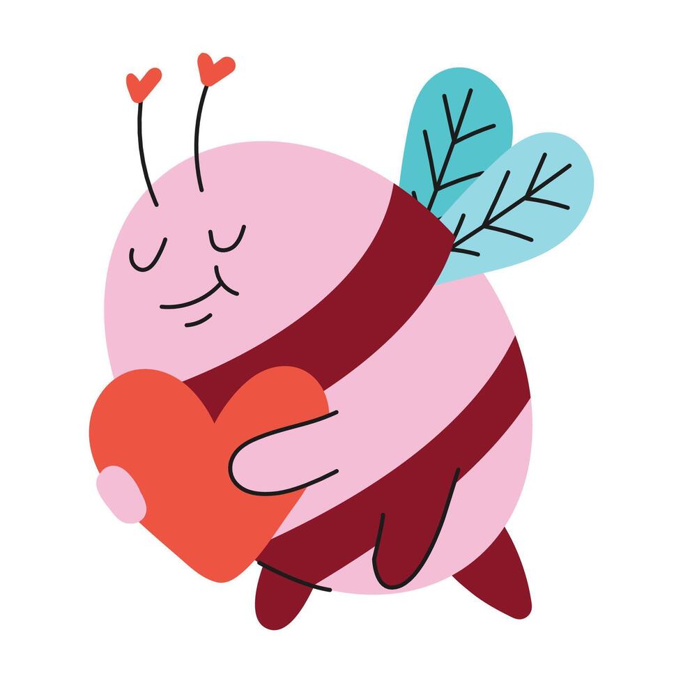 Hand drawn valentine's day bee couple vector
