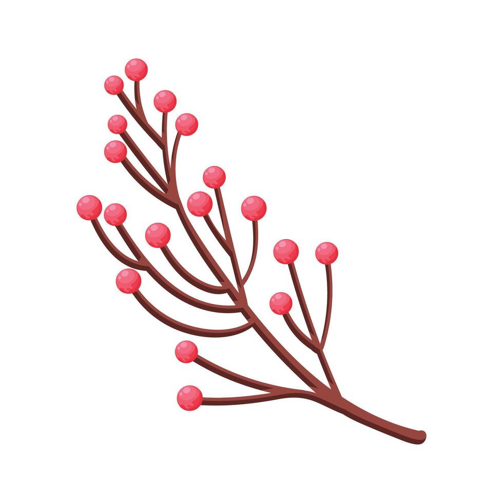 Christmas decoration branch with red berries isolated on white background vector