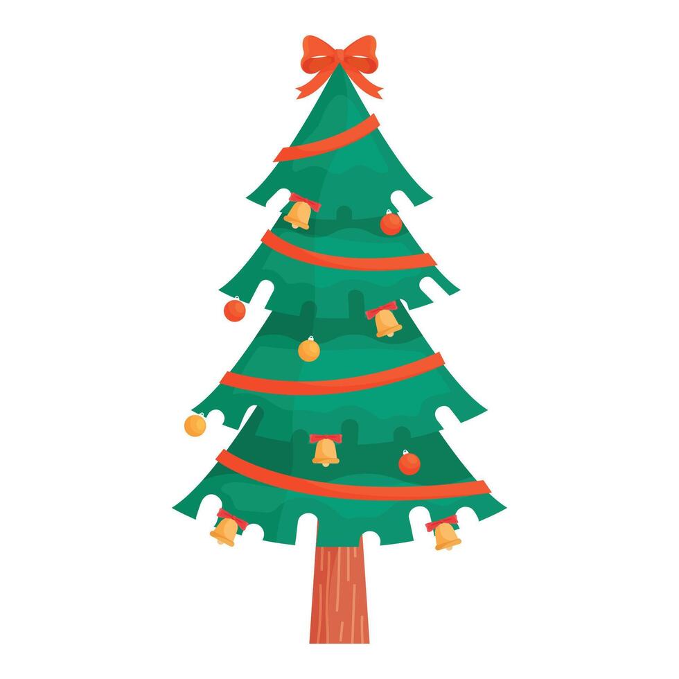 Hand drawn christmas tree illustration on a white background vector