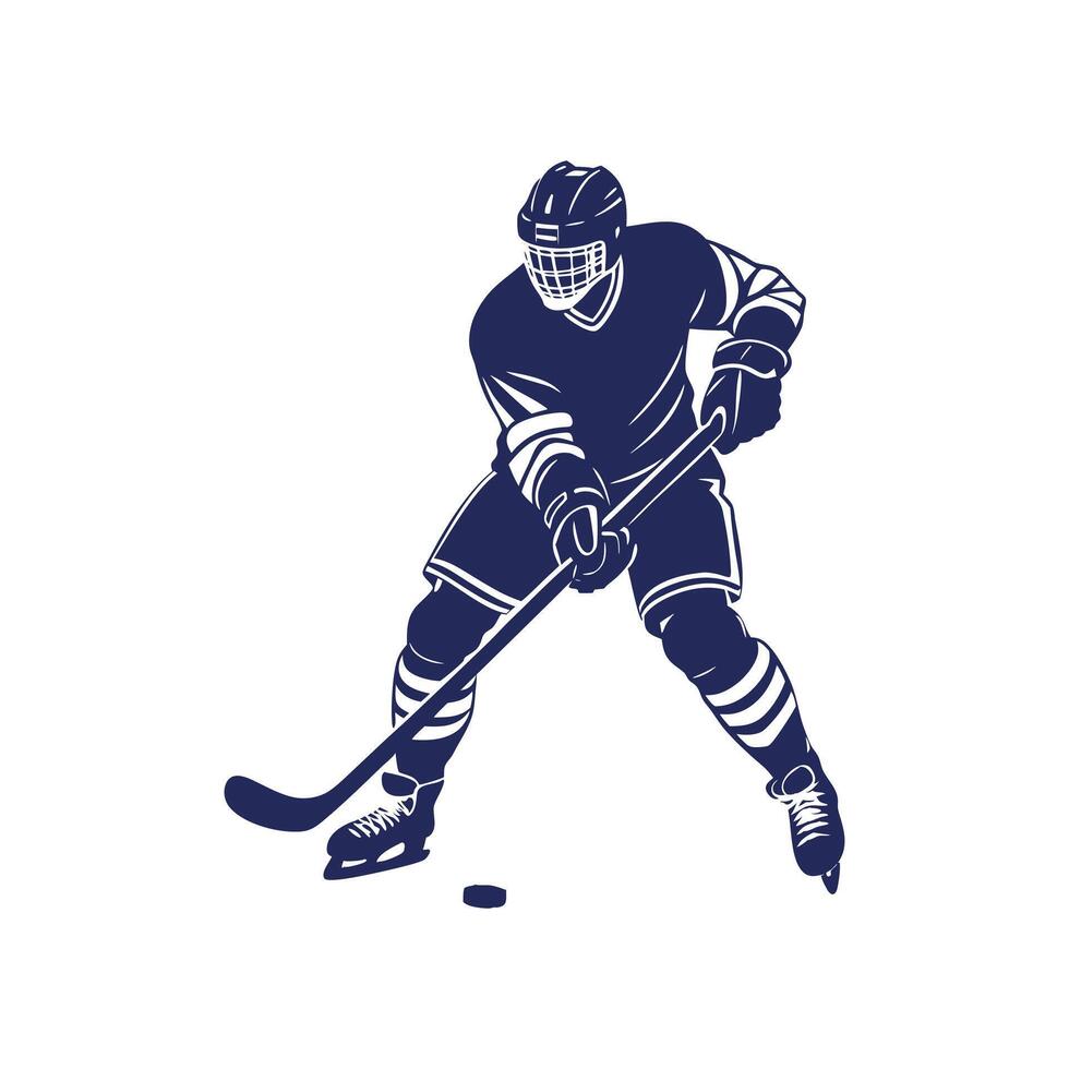 Hockey player silhouettes Clip art isolated illustration on white background vector