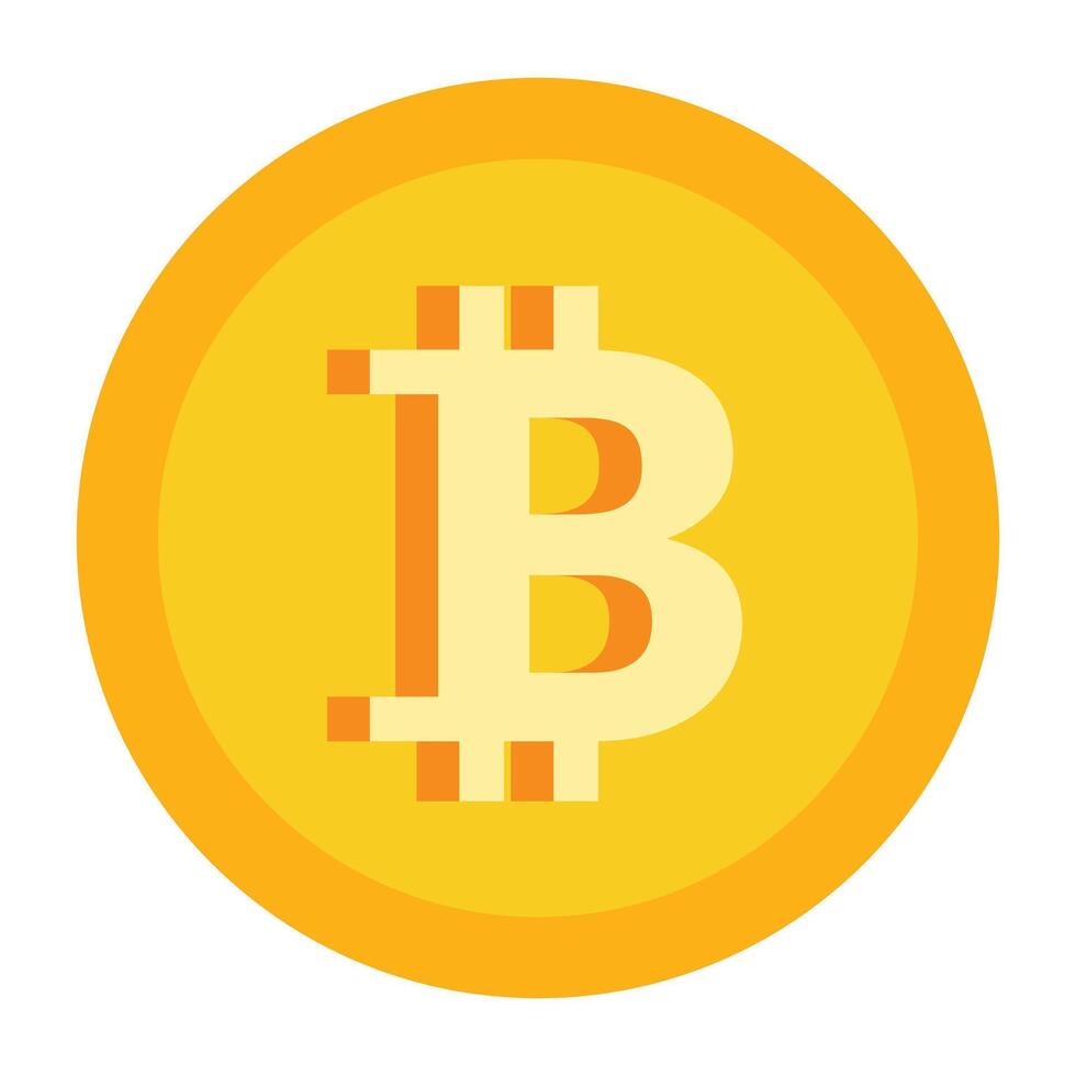 Golden Bitcoin Coin icon on white backgound vector