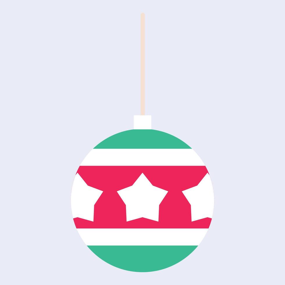 Hand drawn flat christmas ball ornament illustration on blue vector