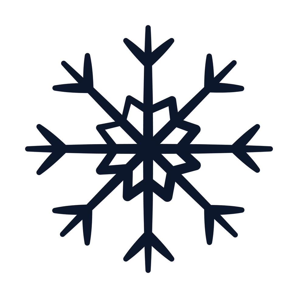 hand drawn snowflake illustration on white background vector