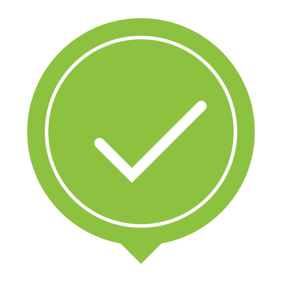 Flat round check mark green icon icon vector