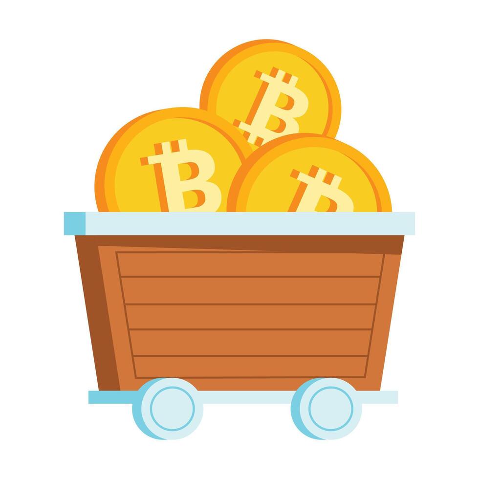 Golden Bitcoin Coin illustration on white backgound vector