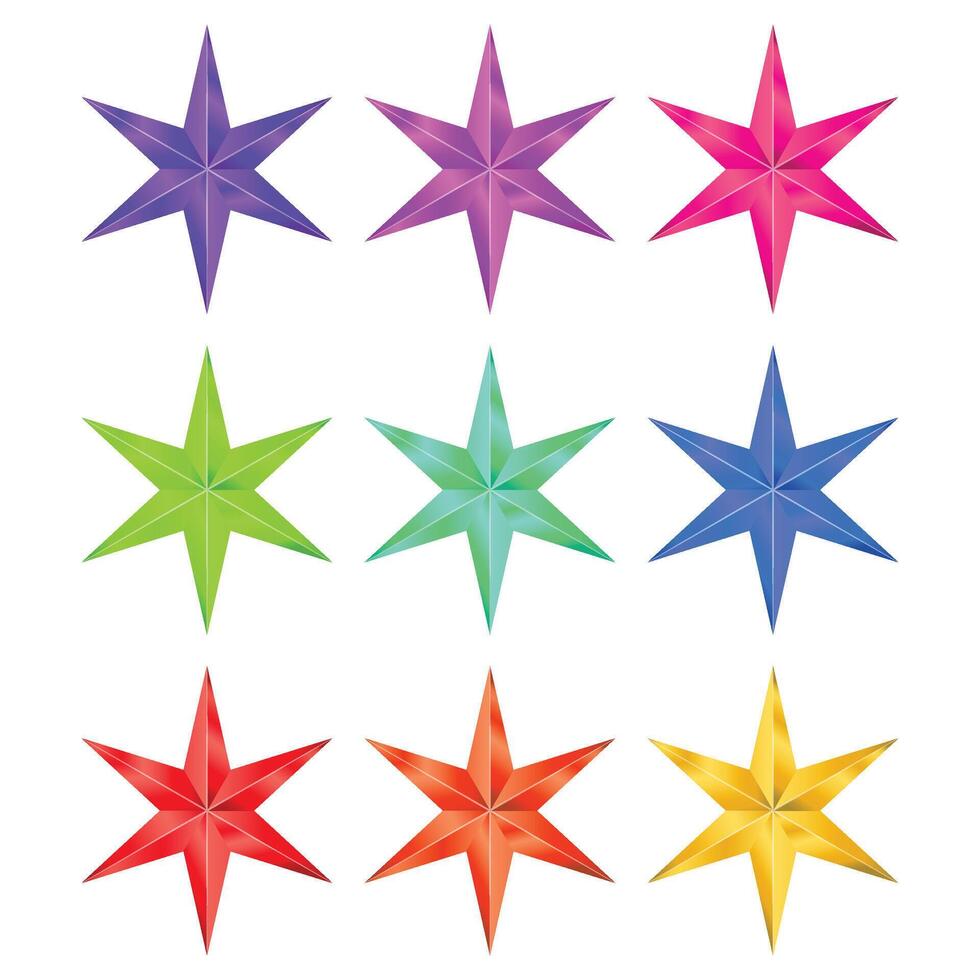 Six end stars illustration Minimalistic stars icon isolated collection vector
