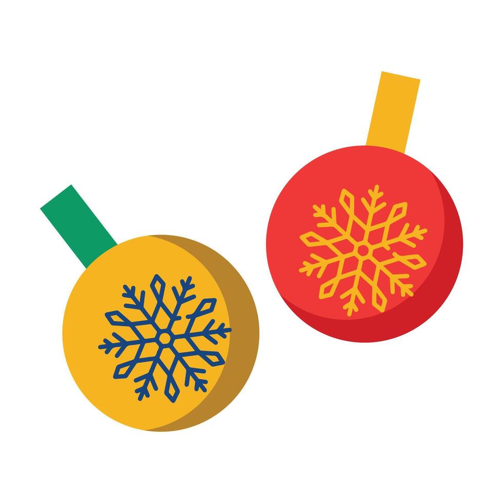 Hand drawn flat christmas ball ornament illustration on white vector