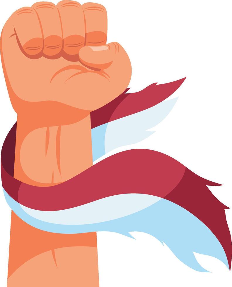 A fist with a red and white flag vector