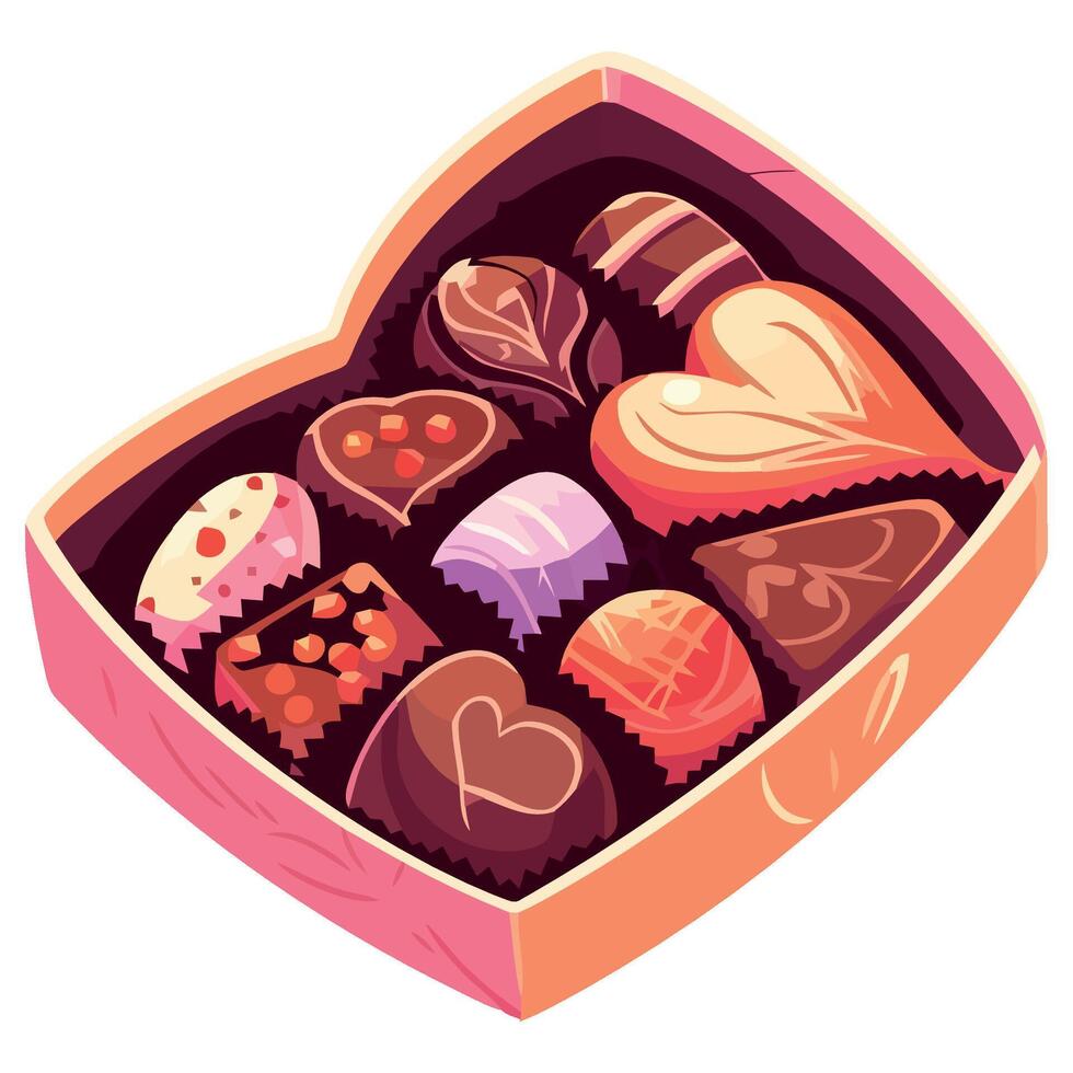 Valentine's day chocolates in a heart shaped box vector