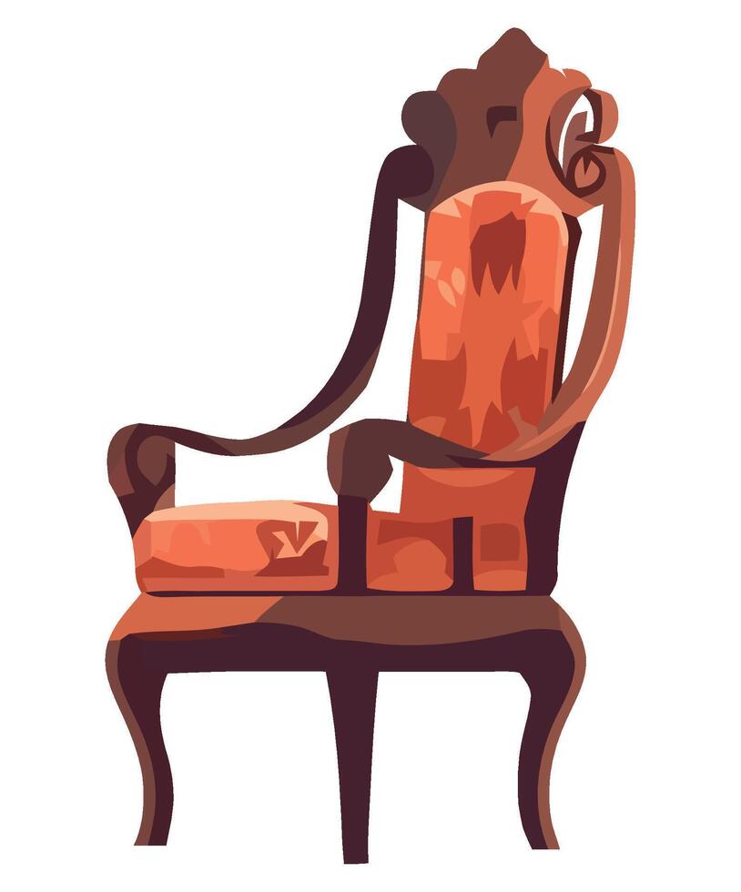 An old chair with a brown upholstered seat vector