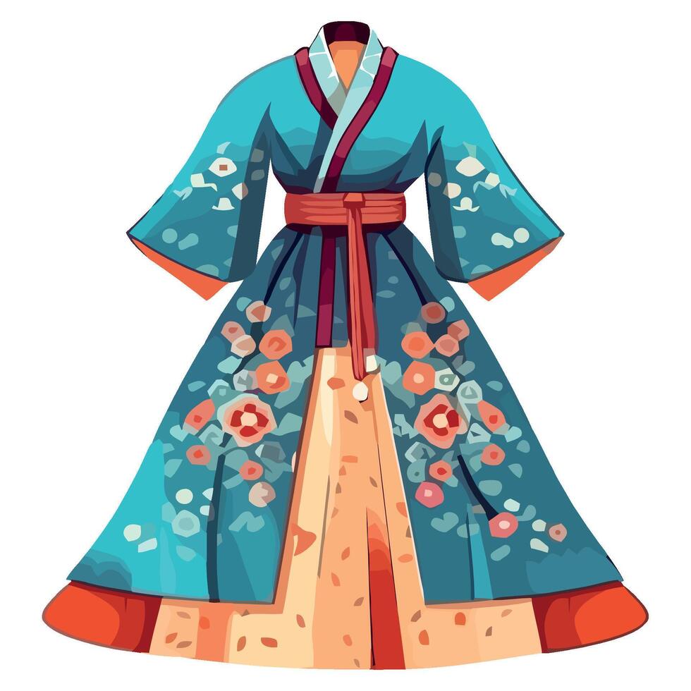 An illustration of a traditional kimono vector
