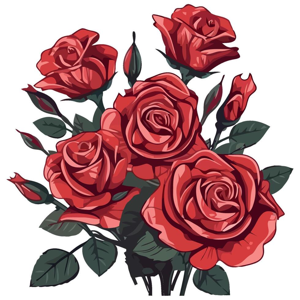 Red roses are shown in this illustration vector