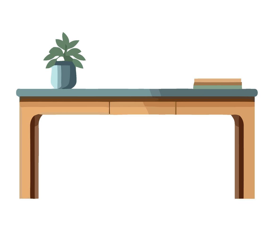 Desk with books and plant illustration vector