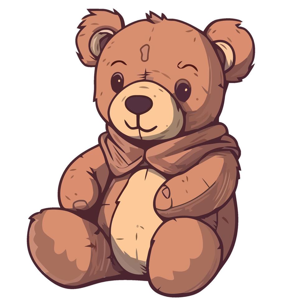 A cartoon brown teddy bear sitting on a white background vector
