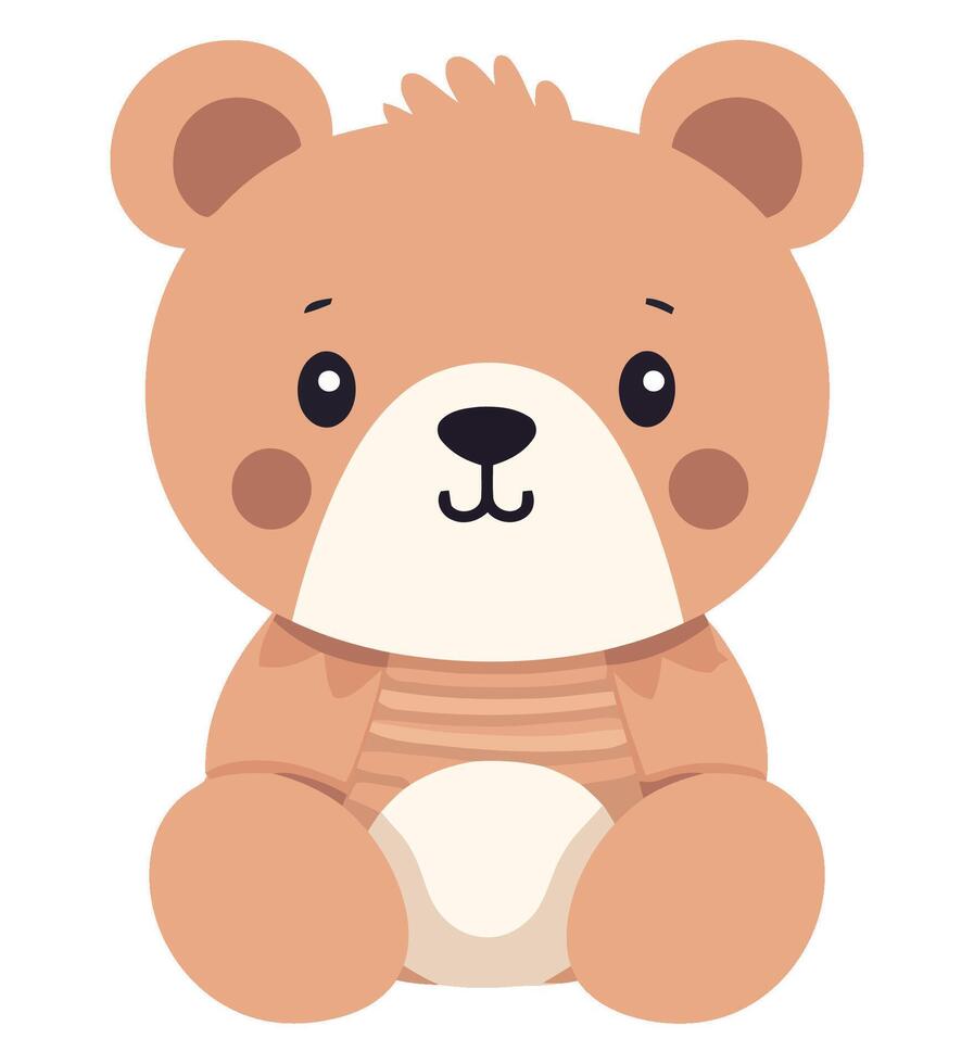 A cartoon brown teddy bear sitting on a white background vector