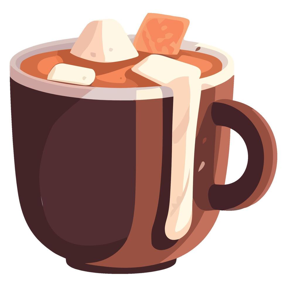 Hot chocolate with marshmallows illustration vector