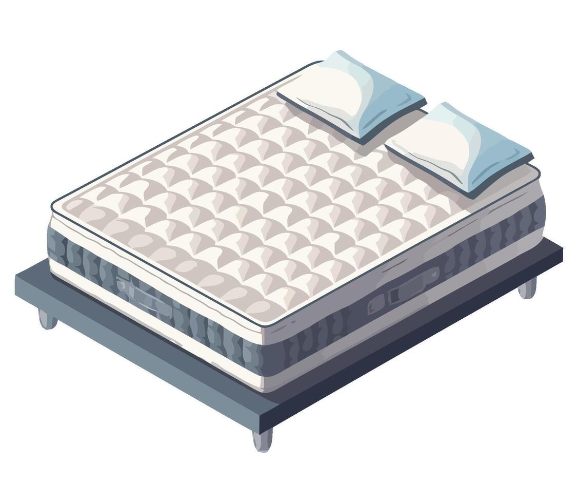 Isometric illustration of a mattress on a bed vector