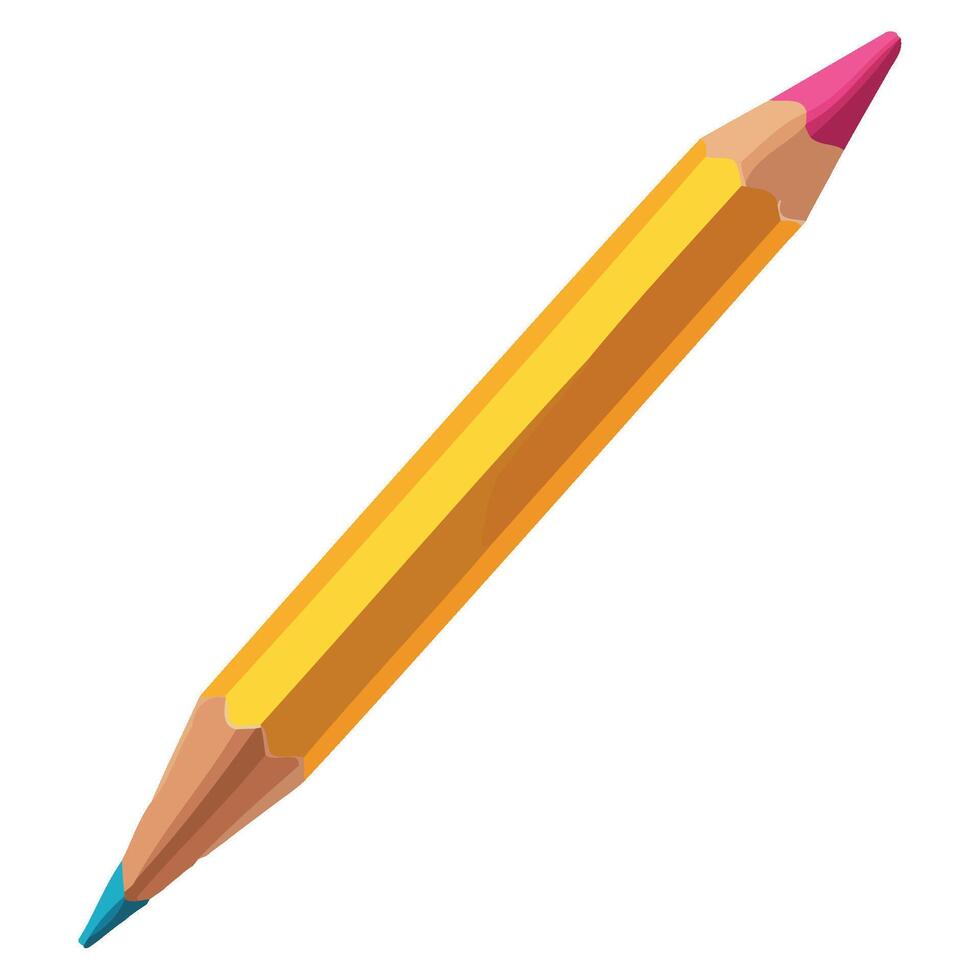A yellow pencil with a pink tip vector