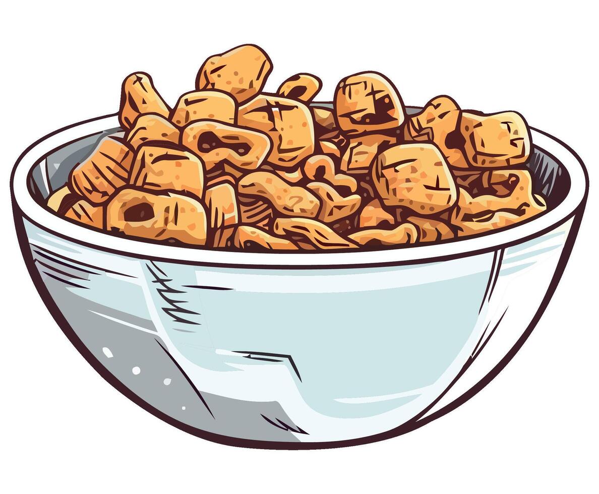 A bowl of cereal with nuts in it vector