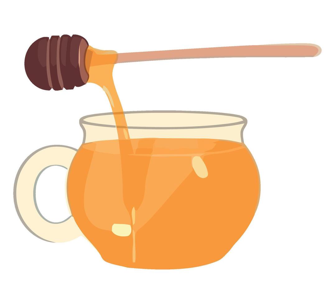 Honey pouring into a cup illustration vector