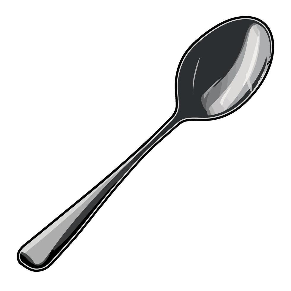 A spoon with a black handle on a white background vector