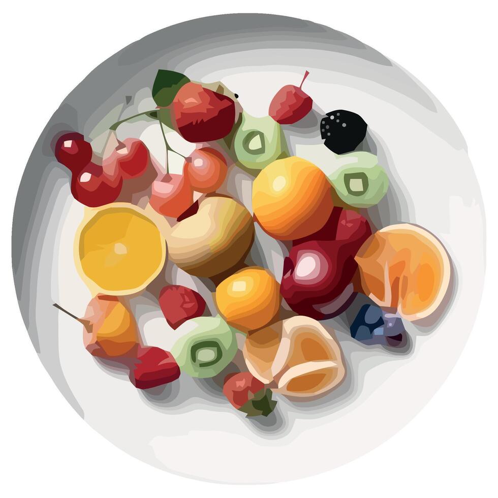 An illustration of a plate of fruit on a white background vector