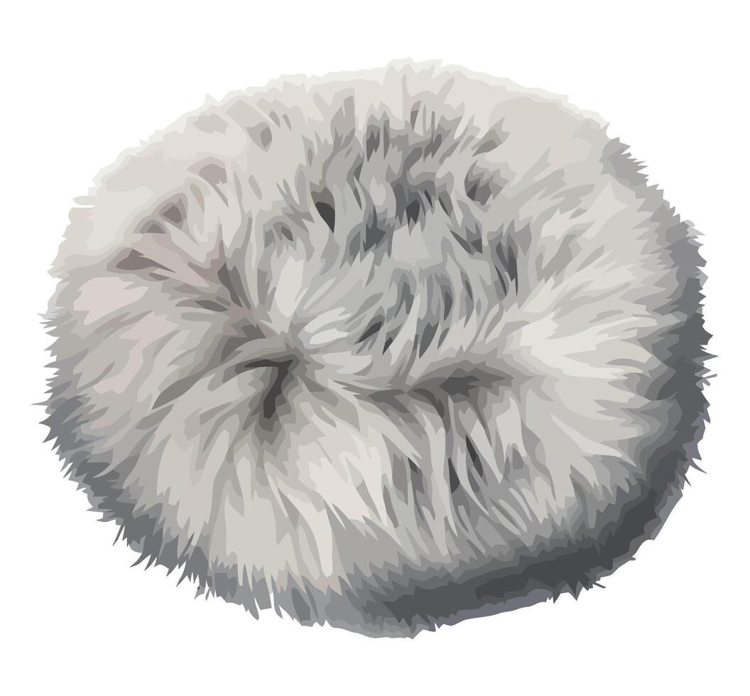 A fluffy white fur ball on a white background vector