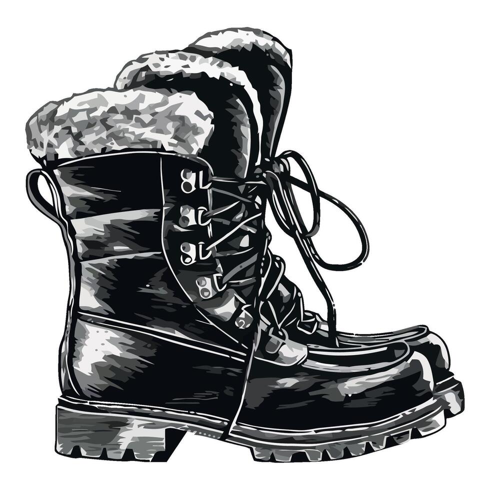 Winter boots with fur lined boots illustration vector