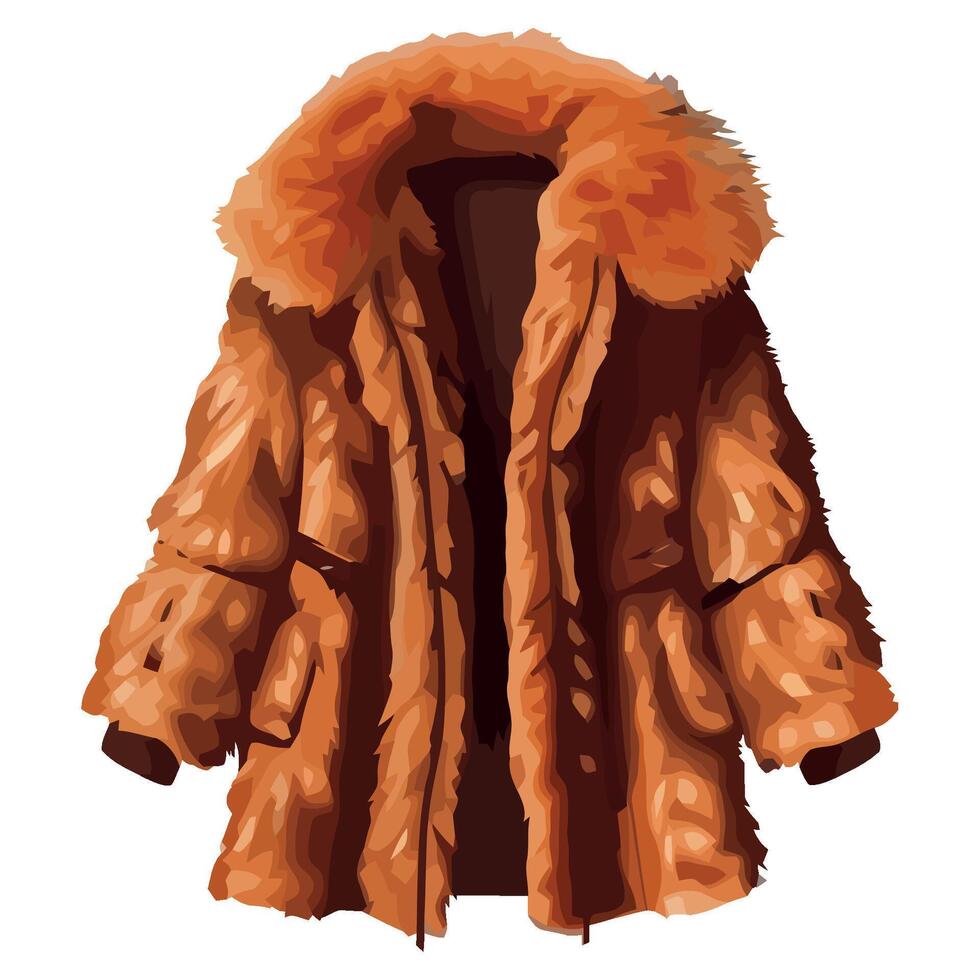 An orange fur coat with a fur collar vector