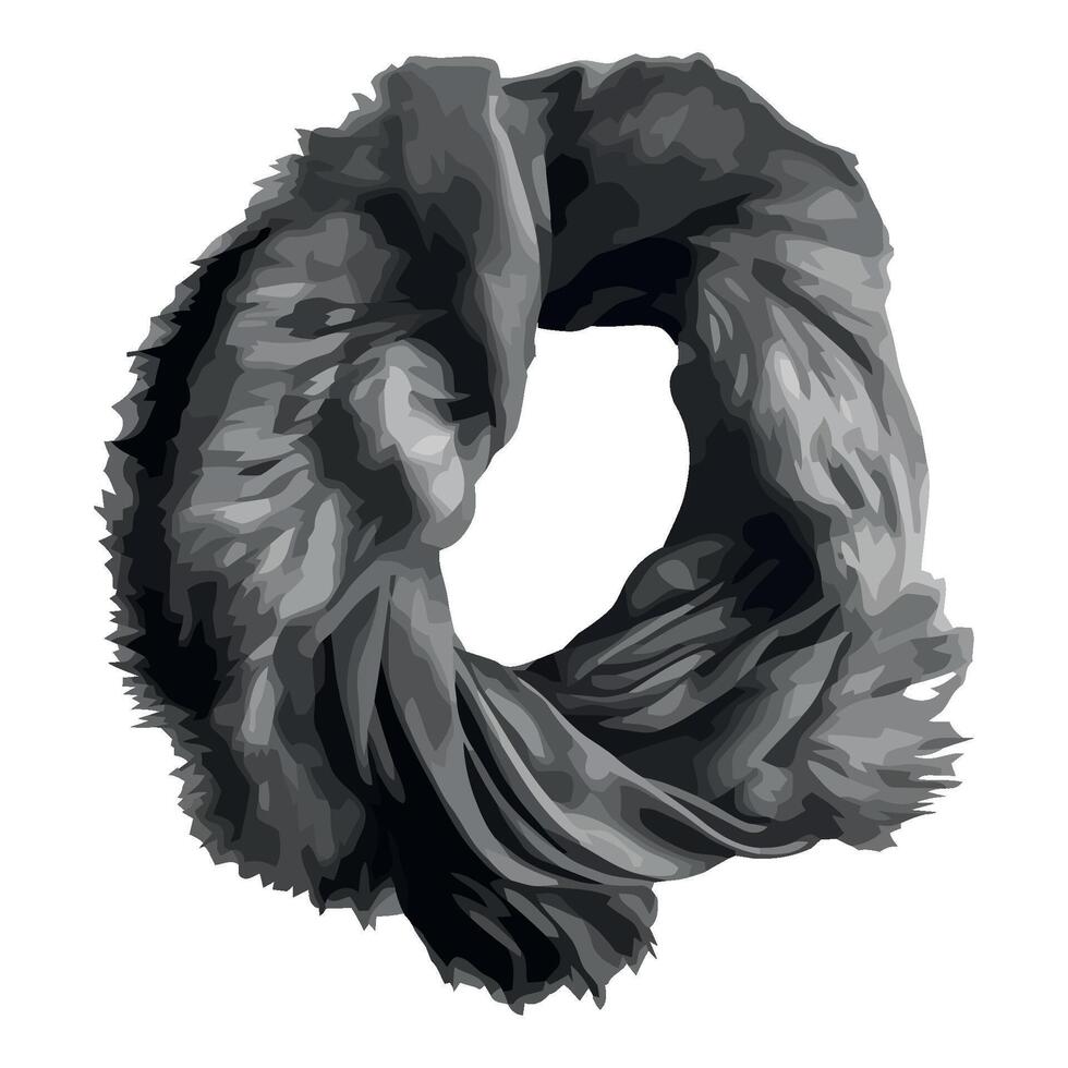 A black and white drawing of a scarf vector