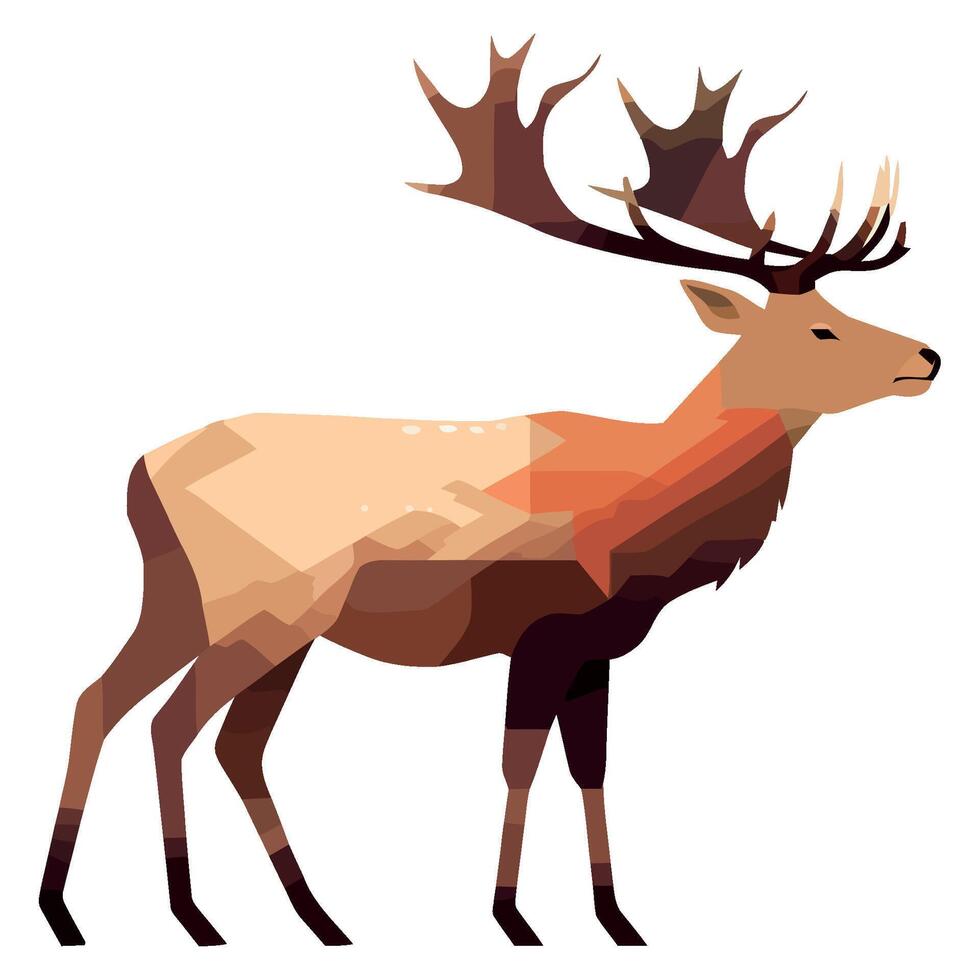 A deer with large antlers on a white background vector