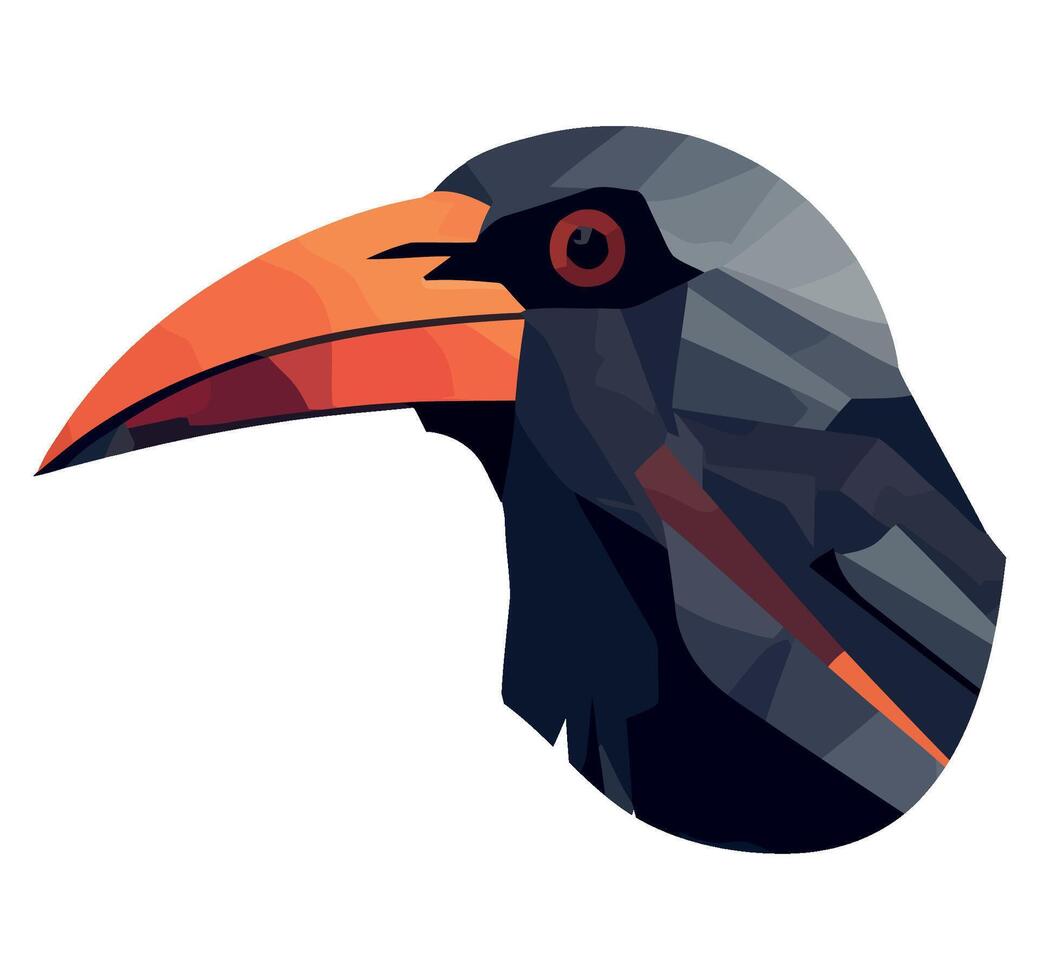 A black bird with orange beak and orange beak vector