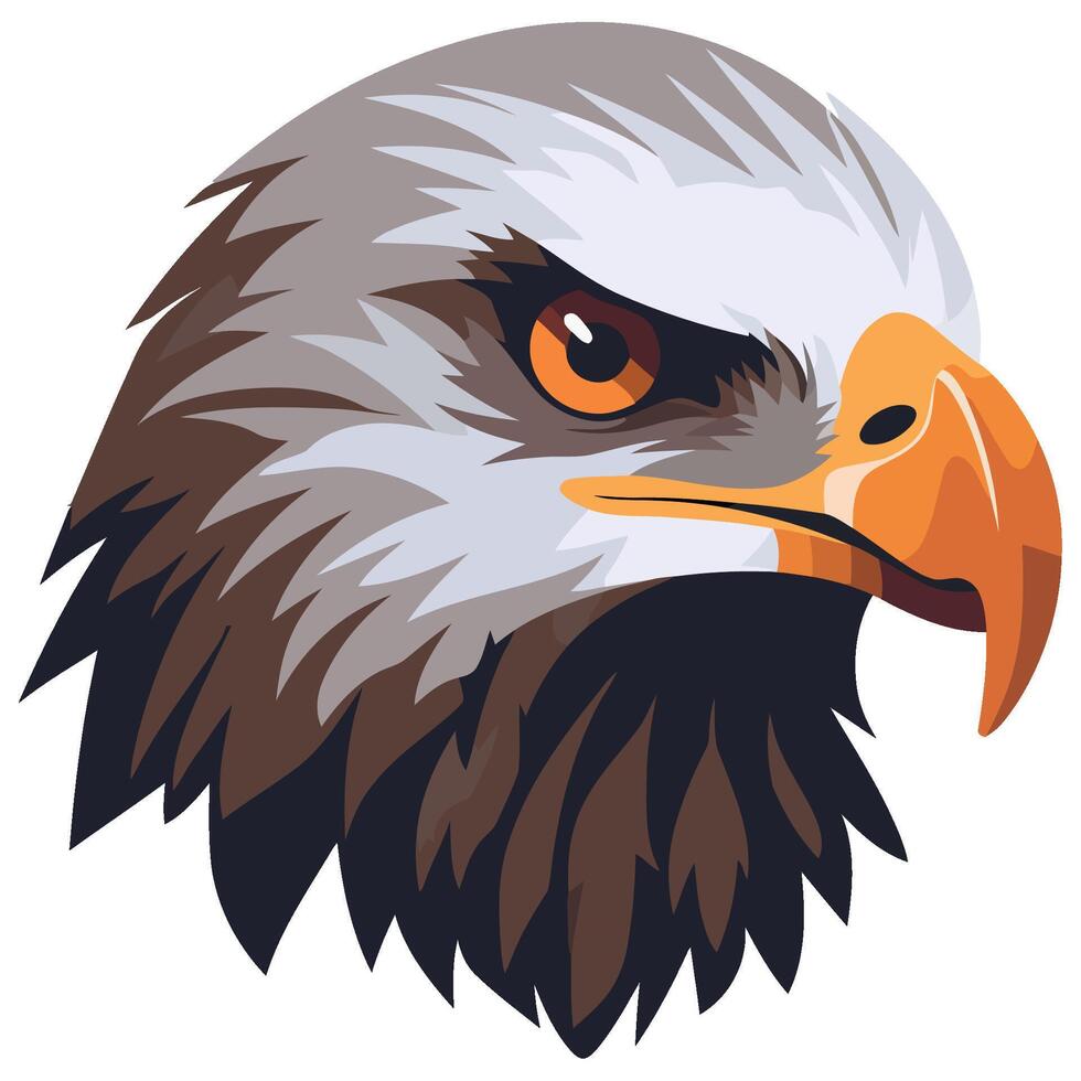 An eagle head with orange beak and orange eyes vector