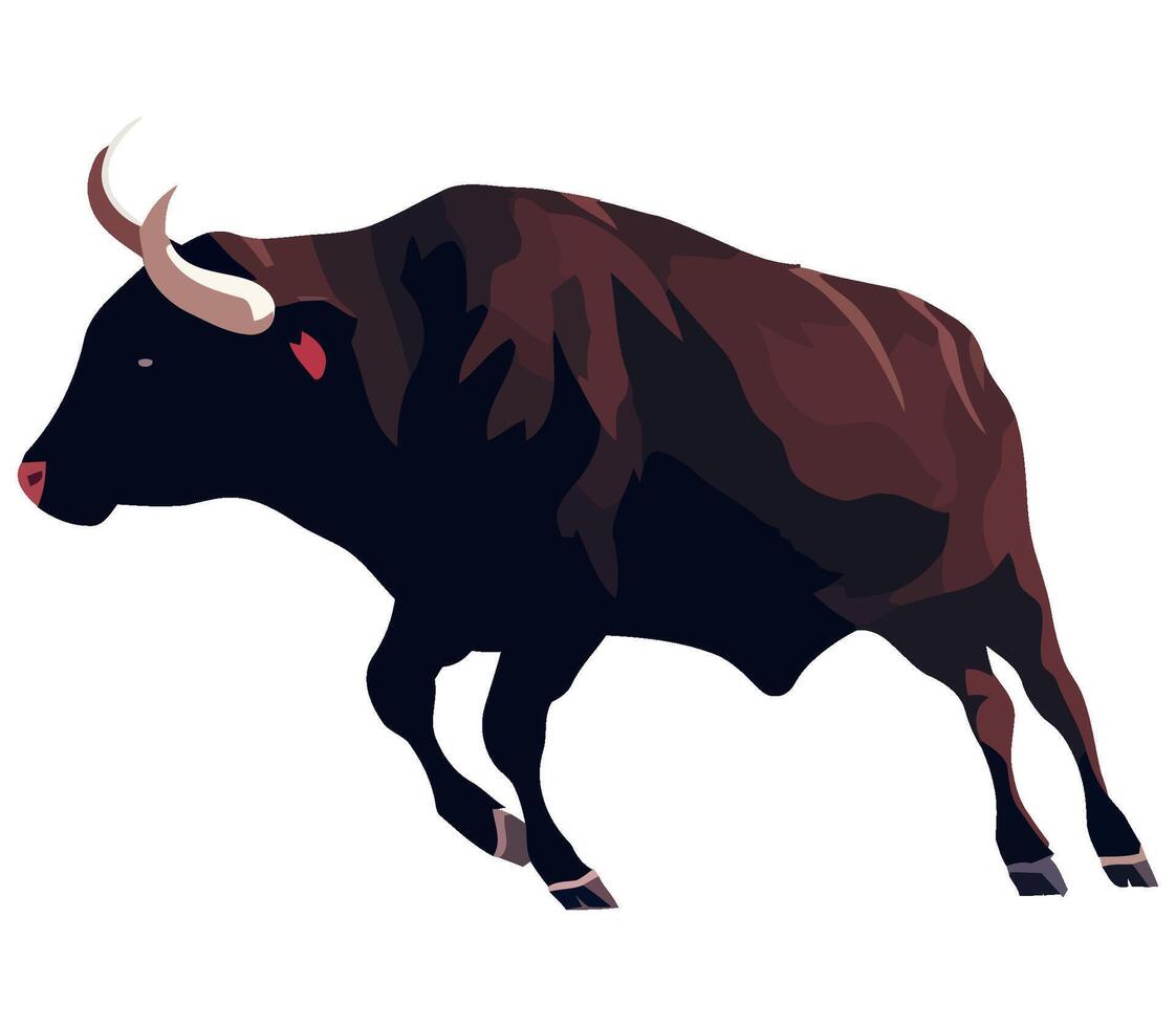 A bull is running on a white background vector