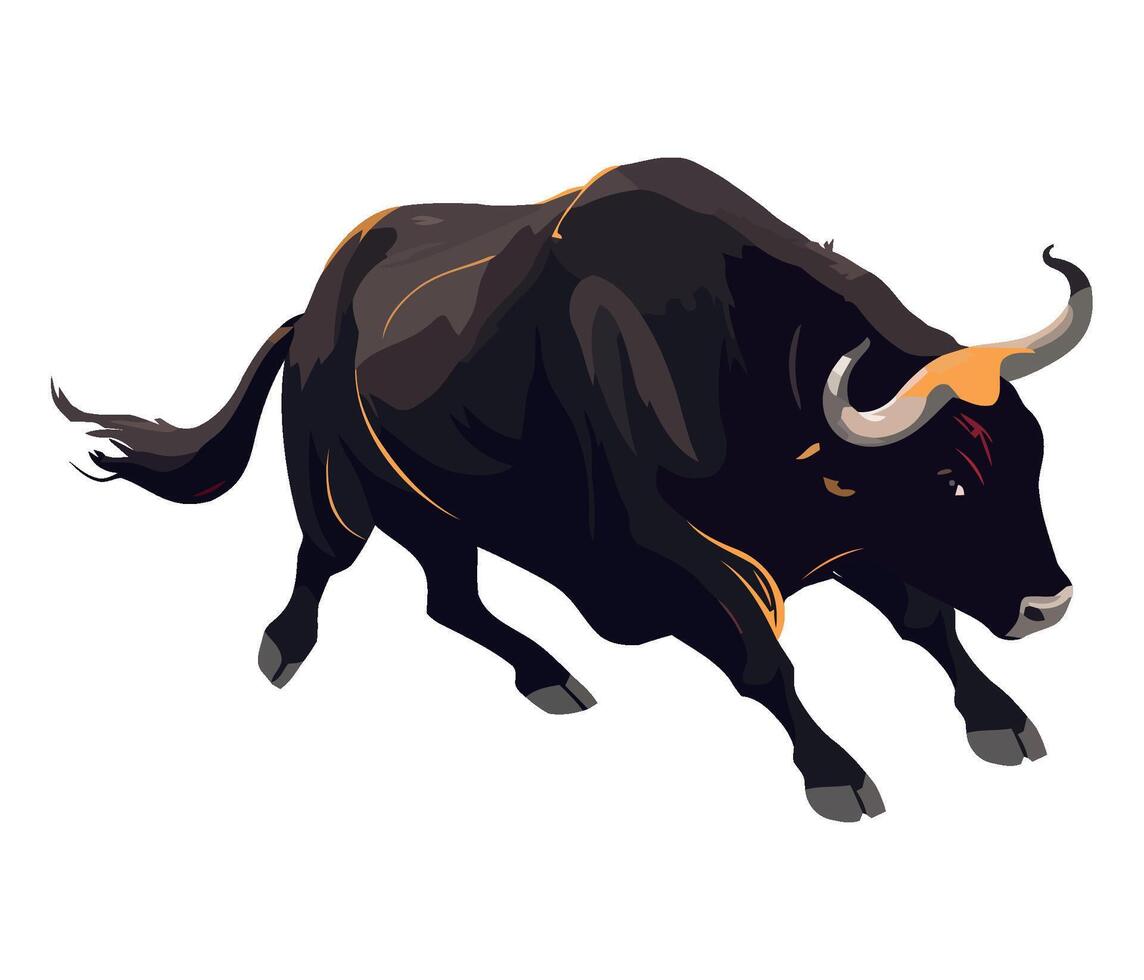 Bull running illustration isolated on white background vector