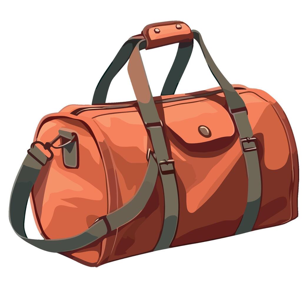 An orange duffel bag on a white background vector